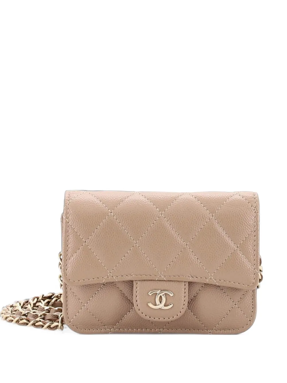 CHANEL Pre-Owned Classic Flap with Chain Quilted Caviar Small clutch bag - Neutrals