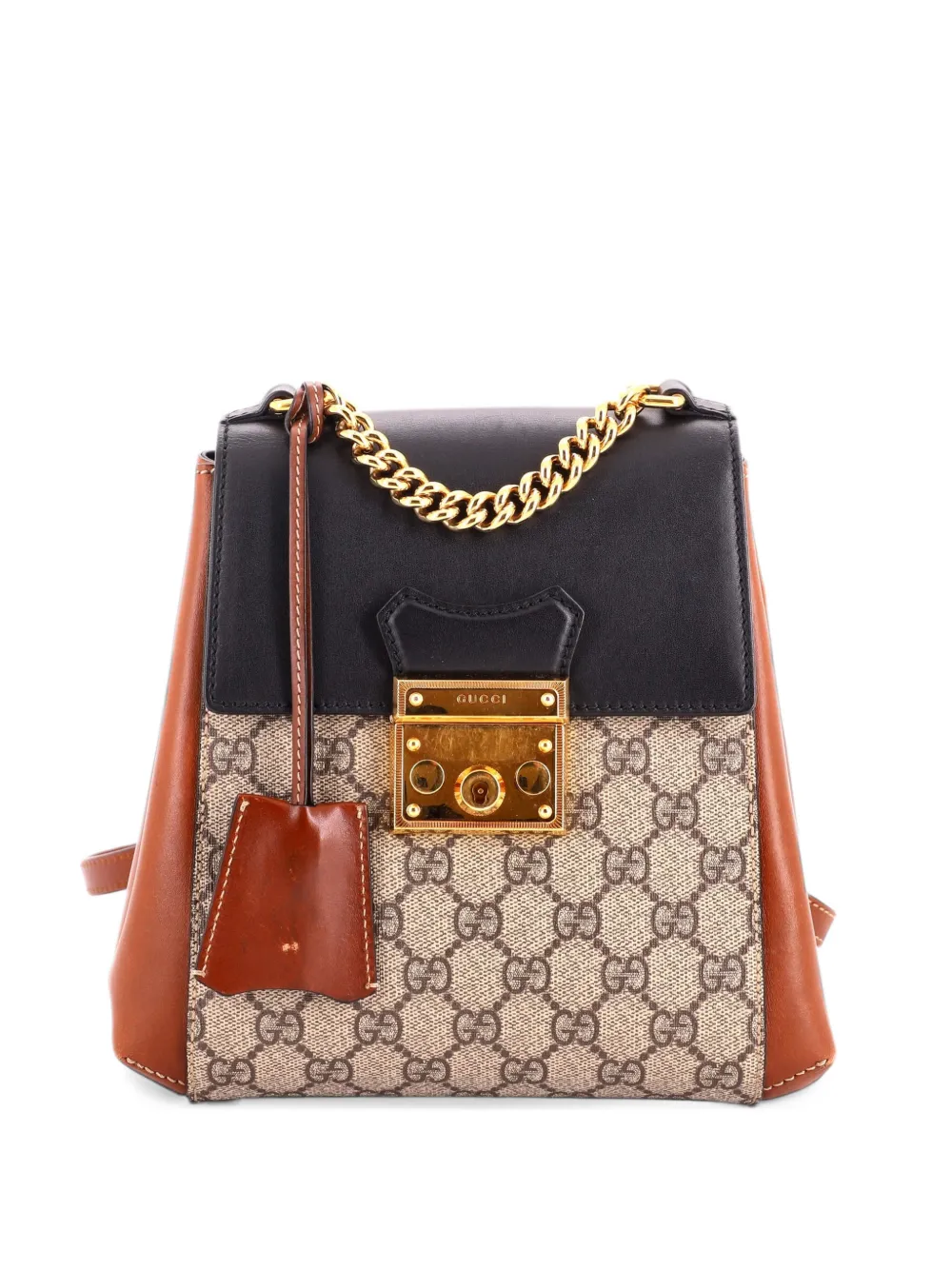 Gucci Pre-Owned Padlock GG Coated Canvas and Leather Mini backpack - Black