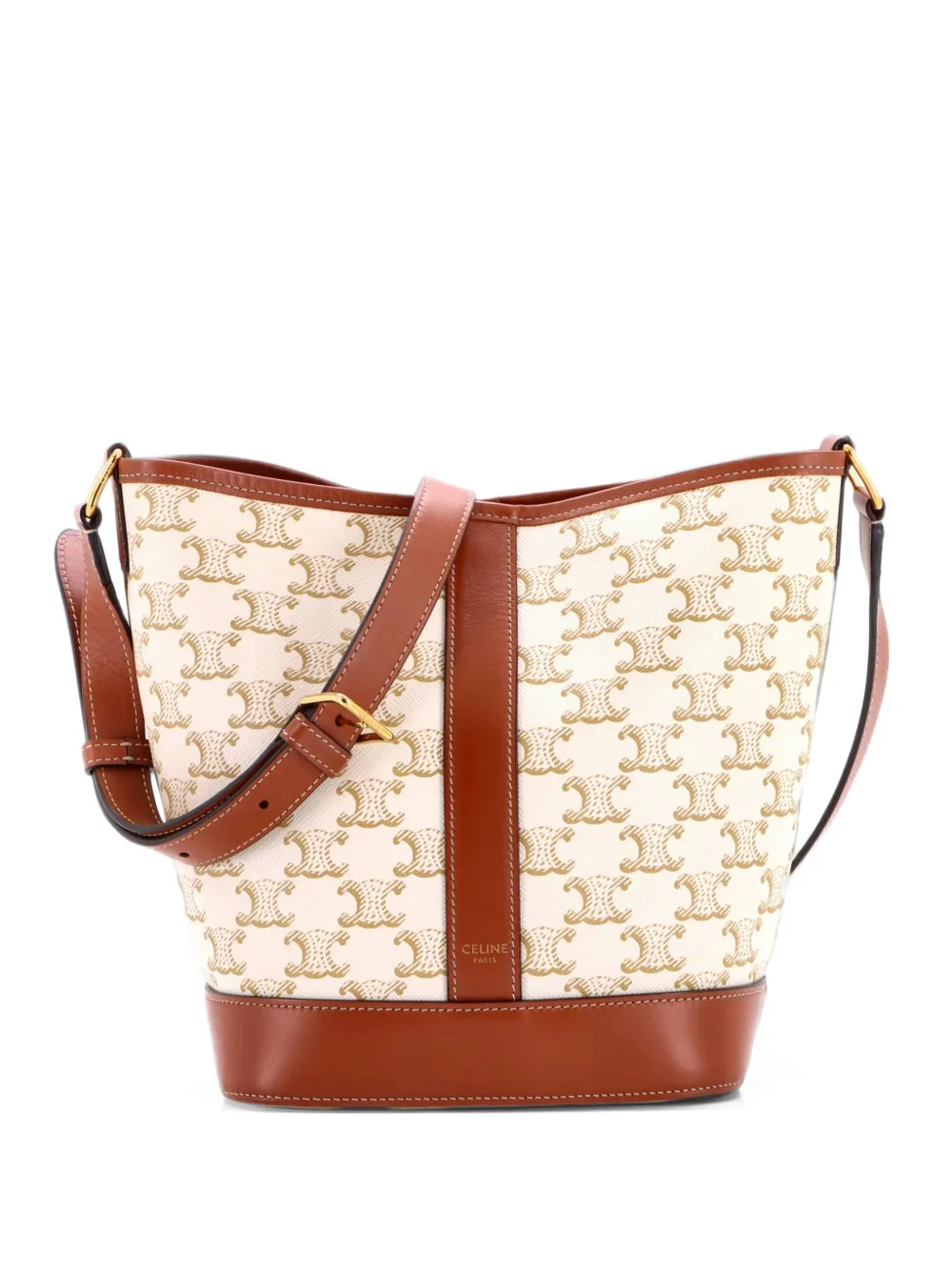 Celine Pre-Owned Triomphe Coated Canvas Small bucket bag - Neutrals