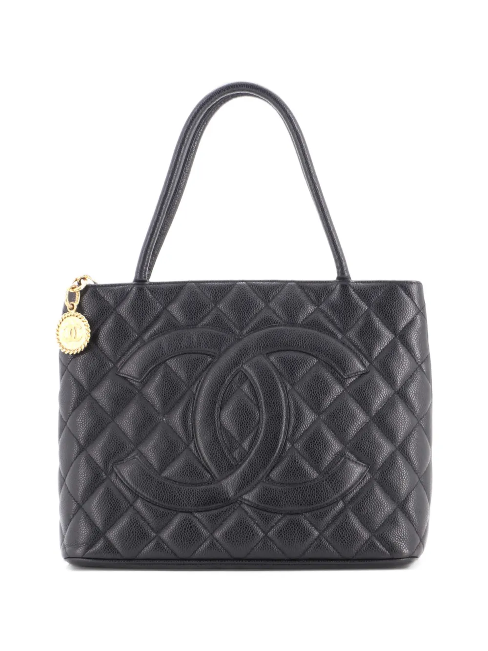 CHANEL Pre-Owned Medallion Quilted Caviar tote bag - Black