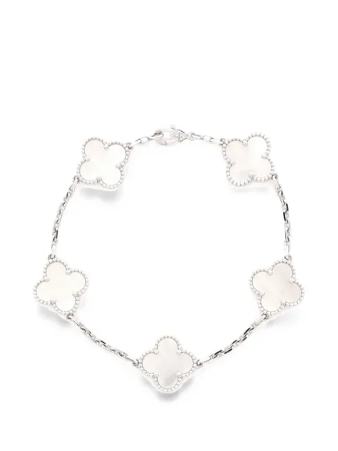 Van Cleef & Arpels Pre-Owned Vintage Alhambra 5 Motifs 18K White Gold and Mother of Pearl bracelet
