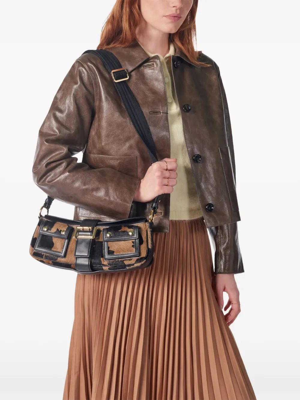 Lancel Leren schoudertas met meerdere vakken Bruin