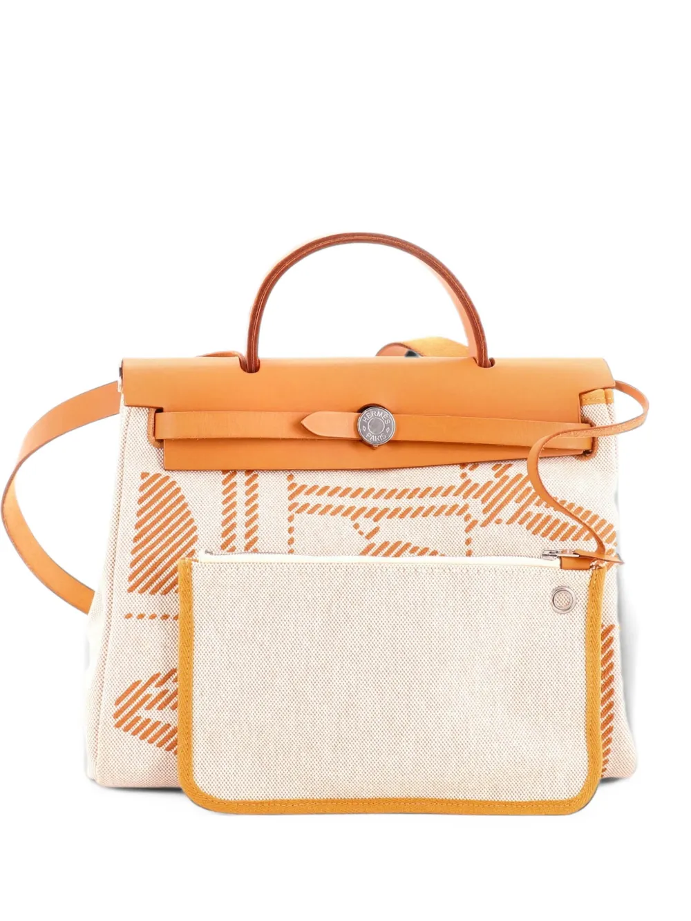 Hermès Pre-Owned Herbag Zip Relief Brides de Gala Toile and Leather 31 shoulder bag - Braun