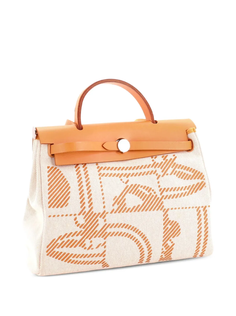 Hermès Pre-Owned Herbag Zip Relief Brides de Gala Toile and Leather 31 shoulder bag - Brown