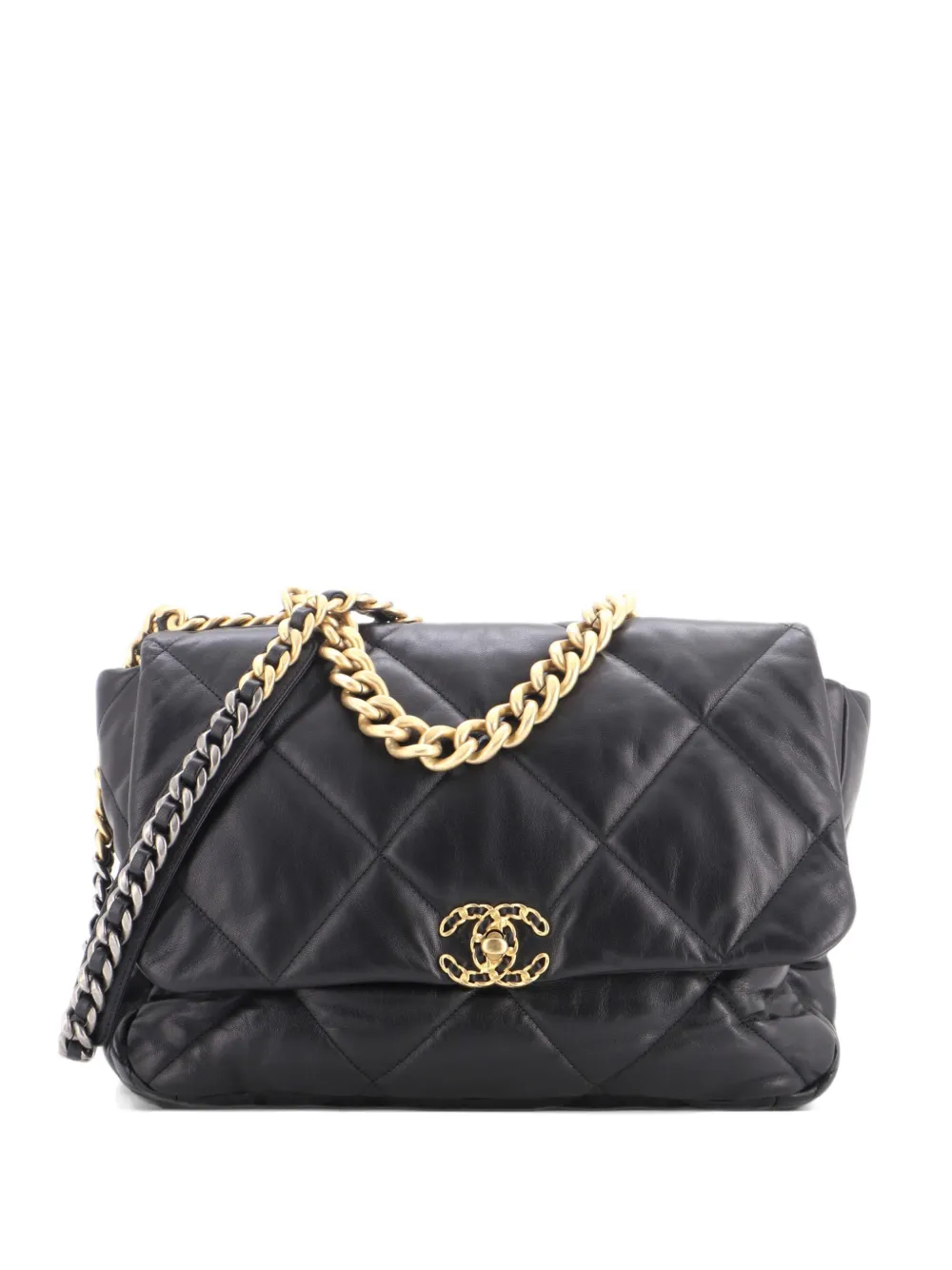 CHANEL Pre-Owned 19 Flap Bag Quilted Leather Maxi crossbody bag - Nero