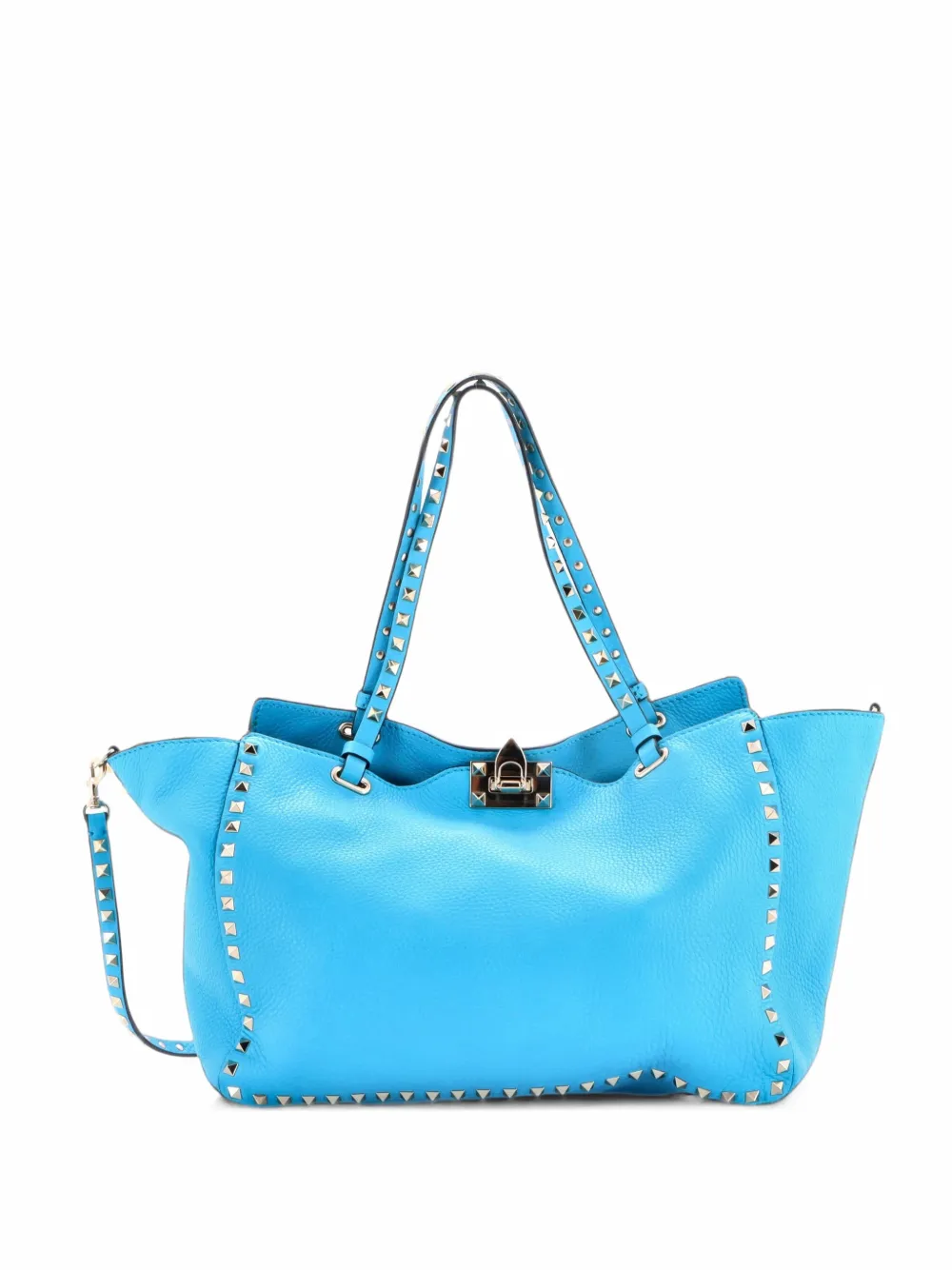 Valentino Garavani Pre-Owned Rockstud Pebbled Leather Medium tote bag - Blau