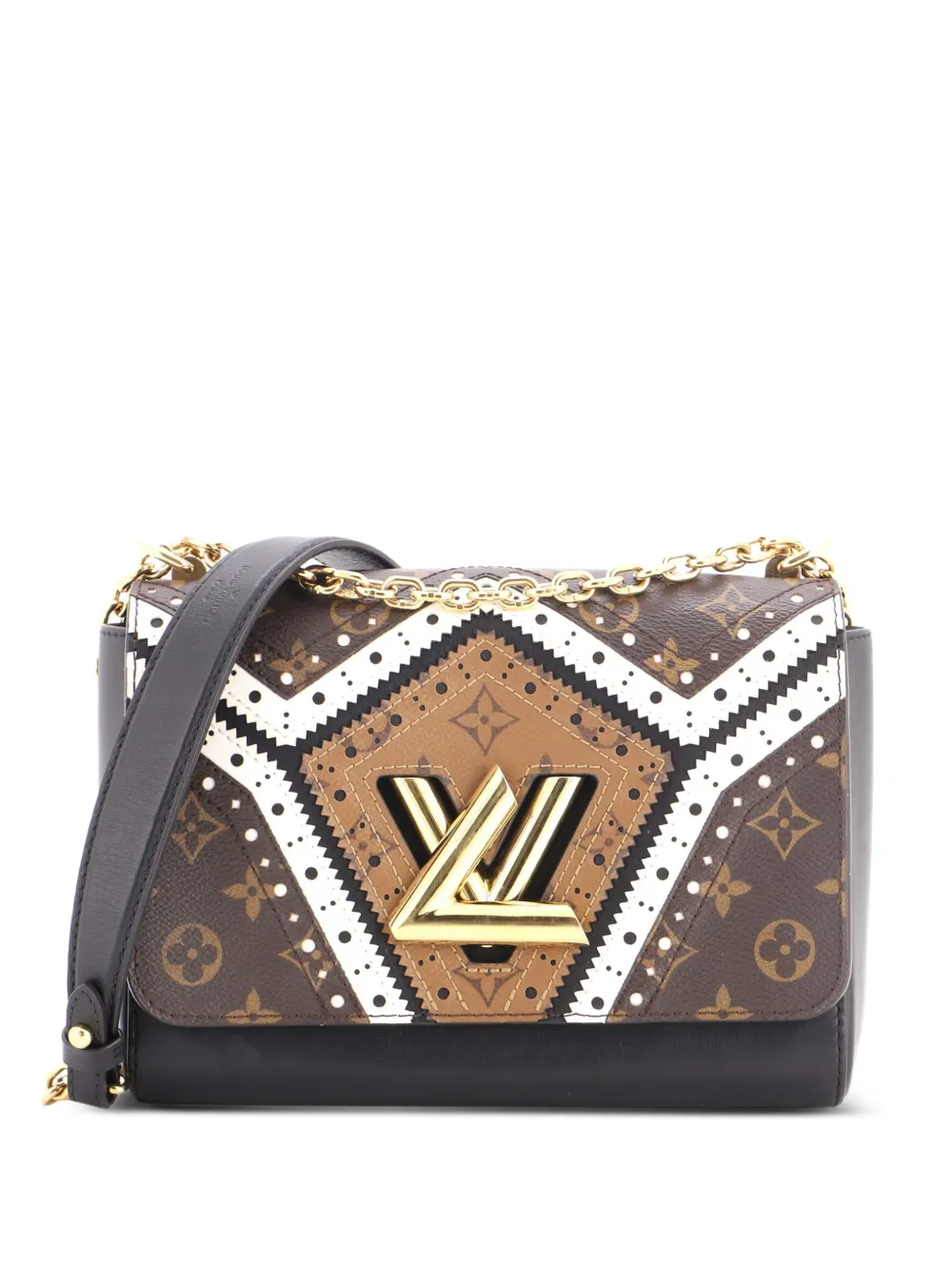 Louis Vuitton Pre-Owned Twist Handbag Limited Edition Brogue Reverse Monogram Canvas and Leather MM shoulder bag - Black
