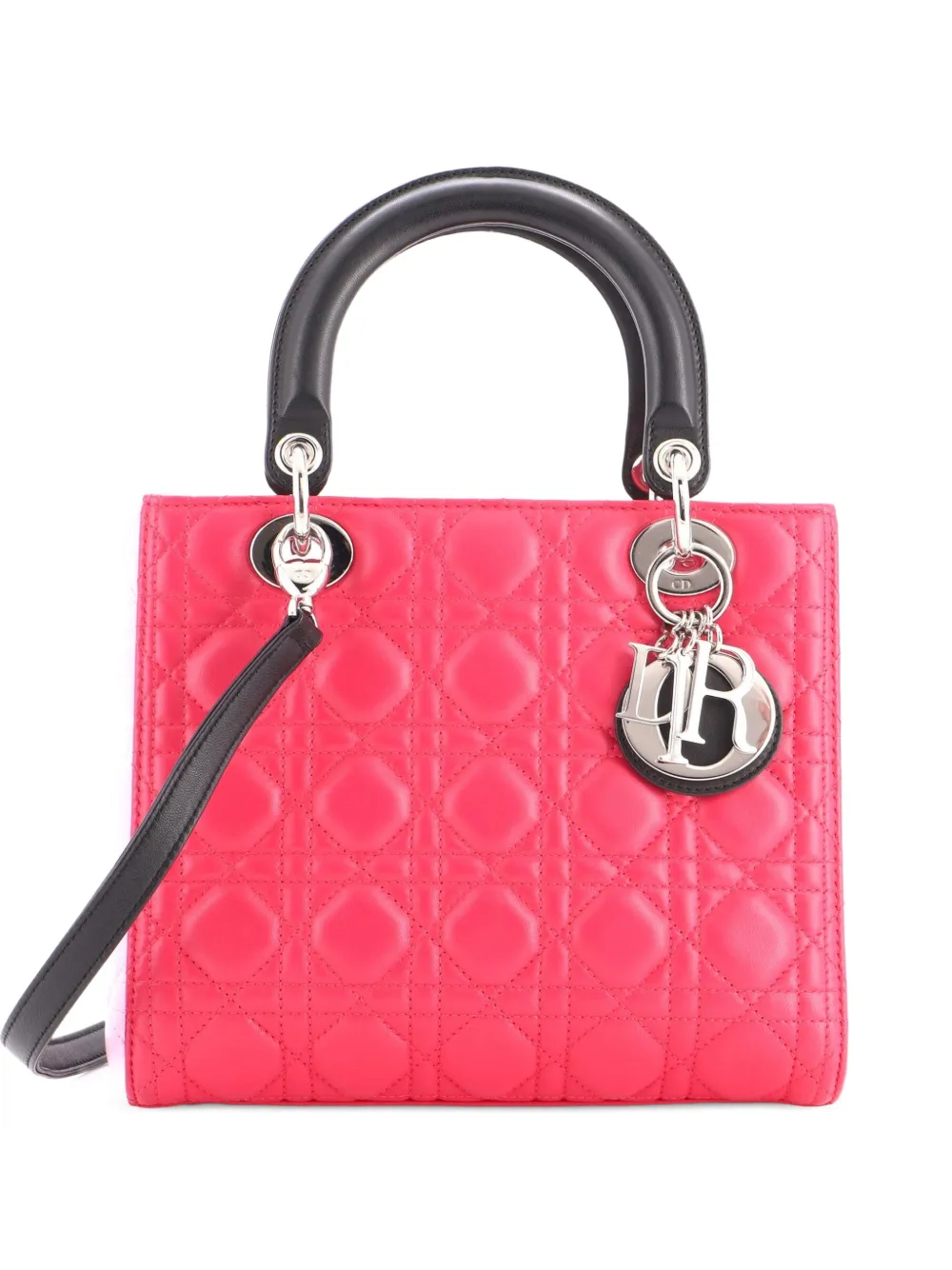 Christian Dior Pre-Owned Tricolor Lady Dior Bag Cannage Quilt Lambskin Medium satchel - Mehrfarbig