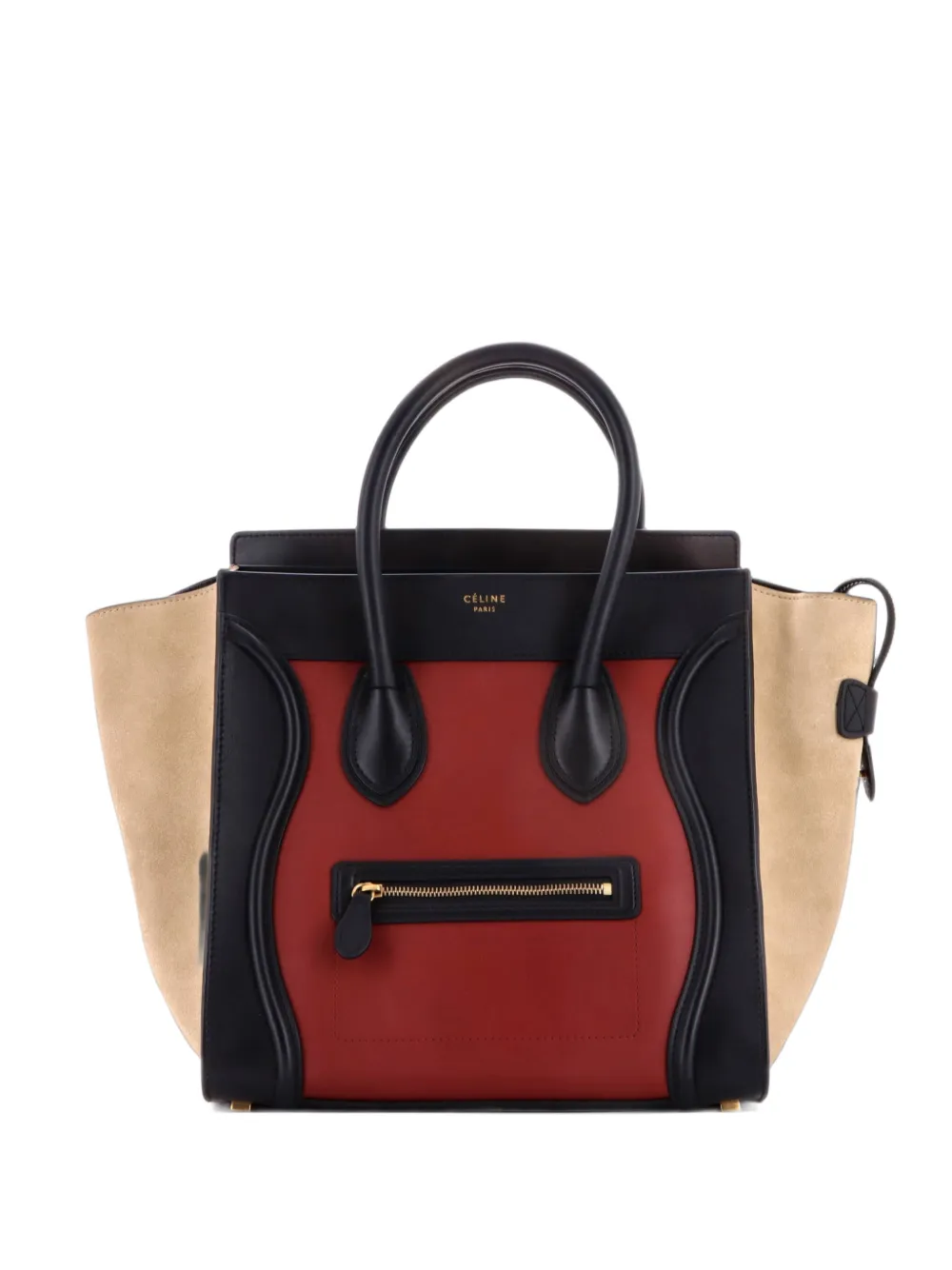Celine Pre-Owned Tricolor Luggage Bag Suede Mini tote bag - Schwarz