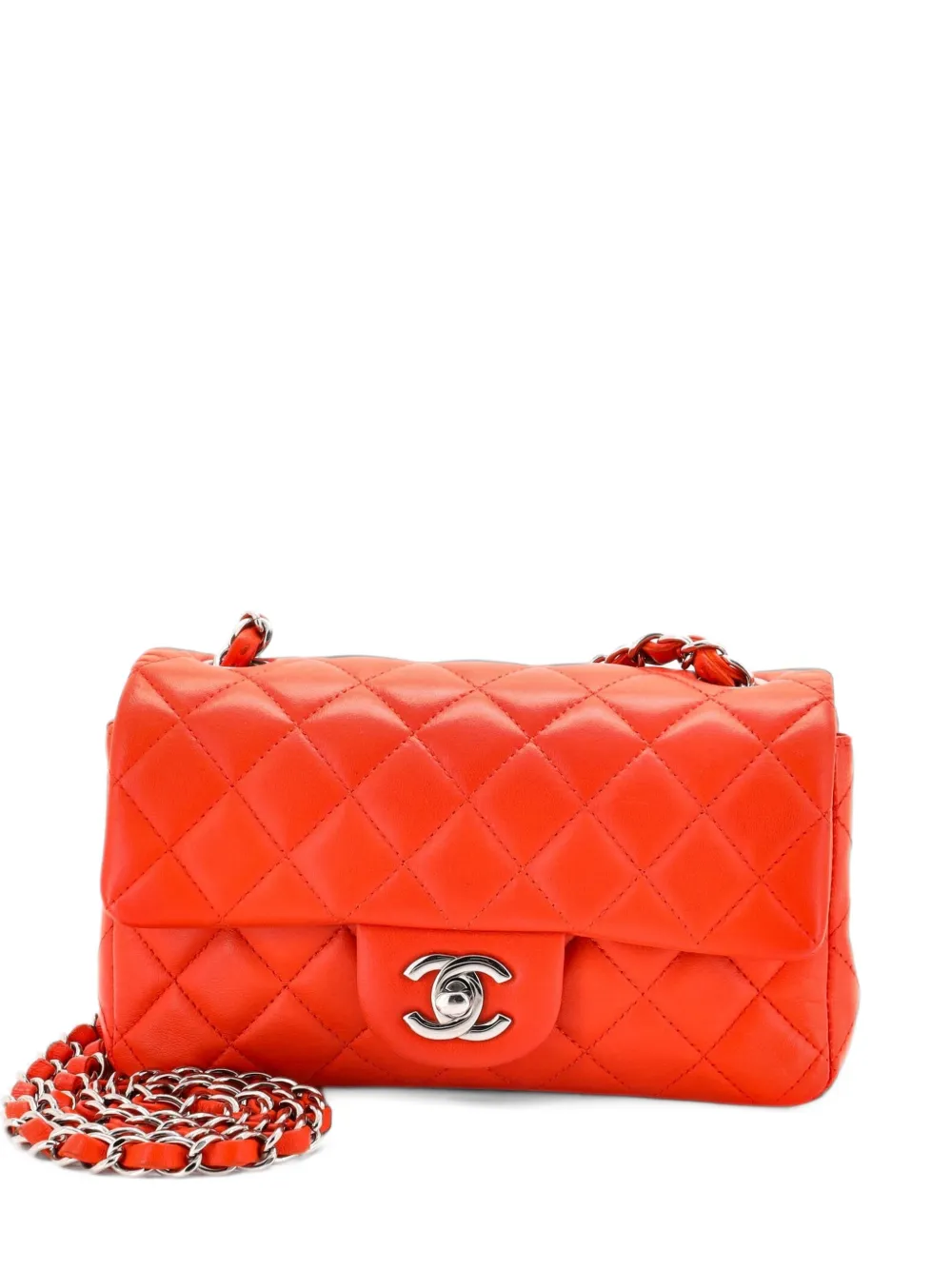 CHANEL Pre-Owned Classic Single Flap Bag Quilted Lambskin Mini crossbody bag - Orange