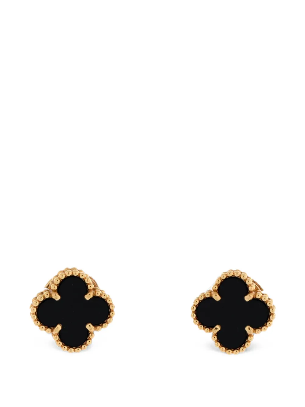 Van Cleef & Arpels Pre-Owned Sweet Alhambra Stud 18K Yellow Gold and Onyx earrings