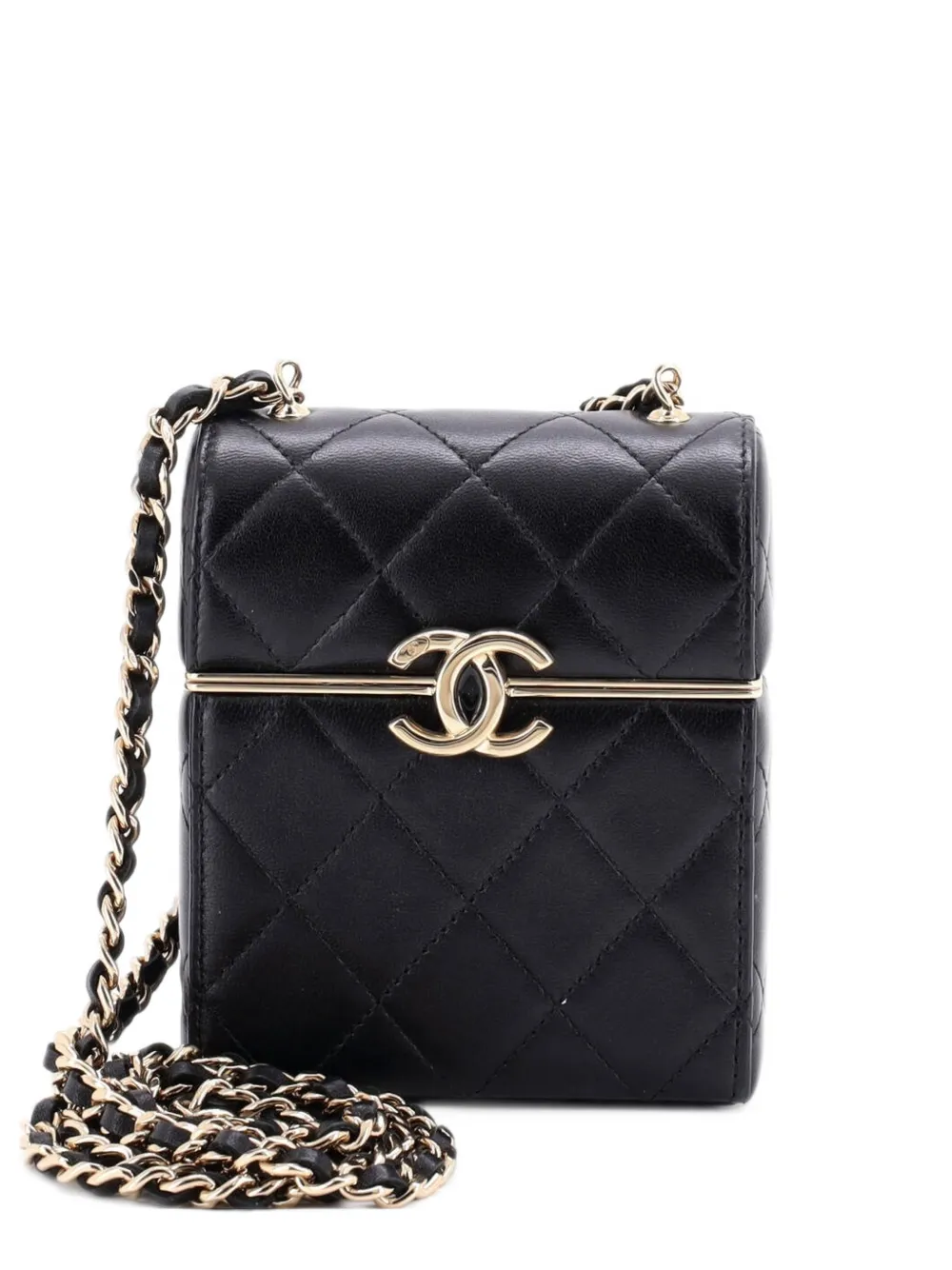CHANEL Pre-Owned CC Box Vanity Case with Chain Quilted Lambskin Mini crossbody bag - Black