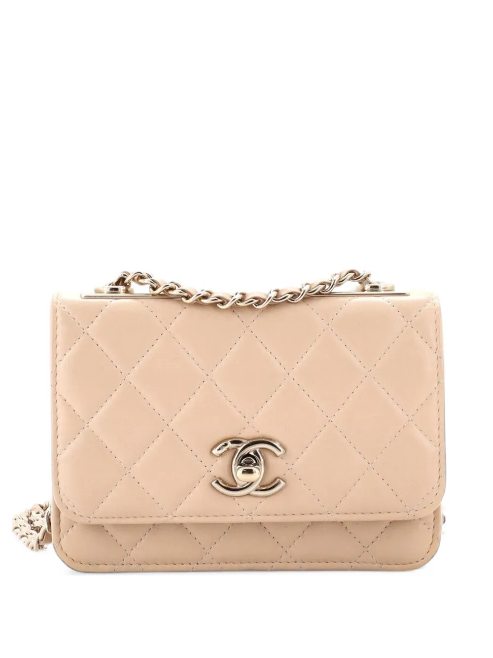 CHANEL Pre-Owned Trendy CC Wallet on Chain Quilted Lambskin Mini crossbody bag - Nude