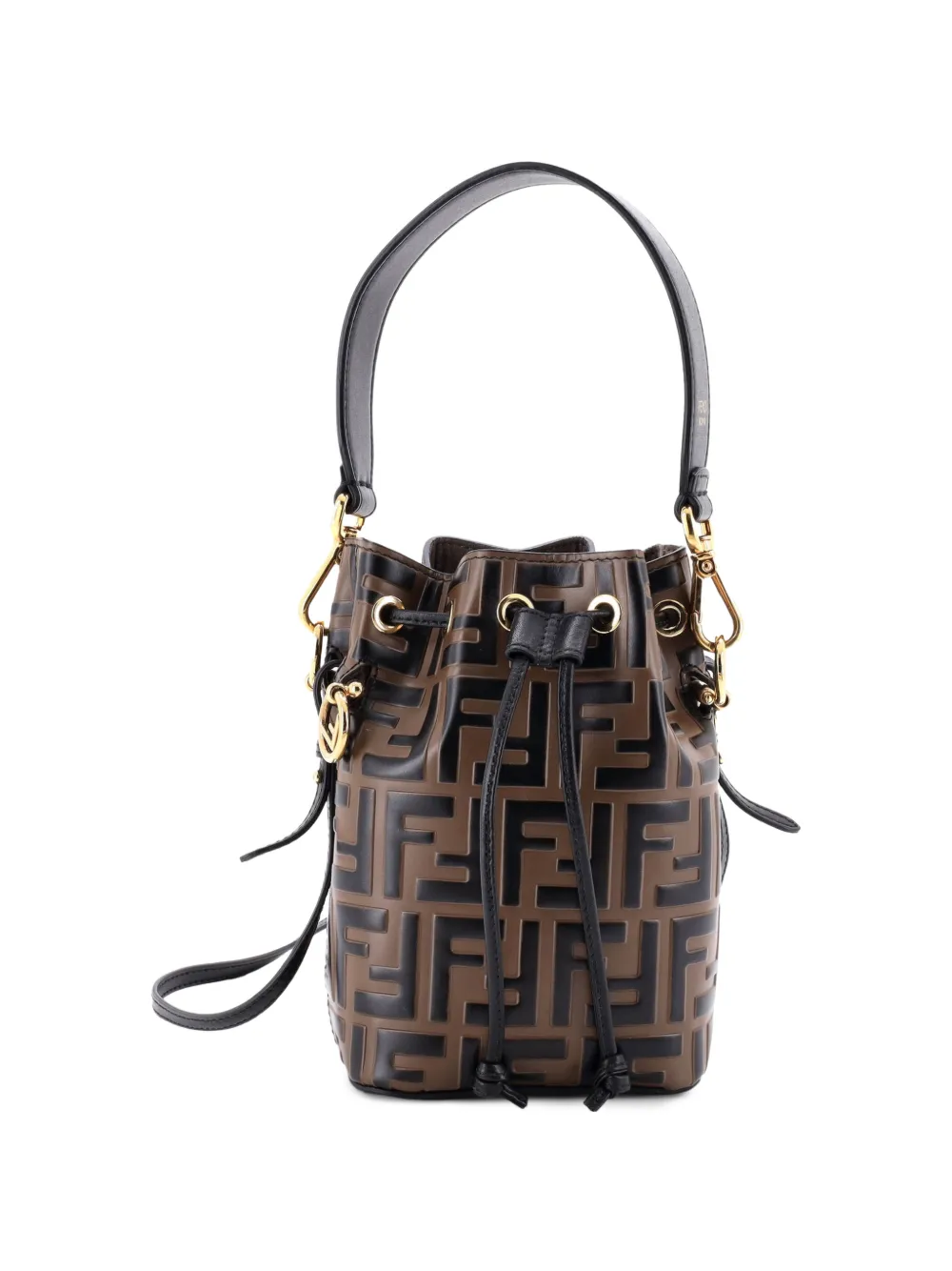 Fendi Pre-Owned Mon Tresor Zucca Embossed Leather Mini bucket bag - Brown