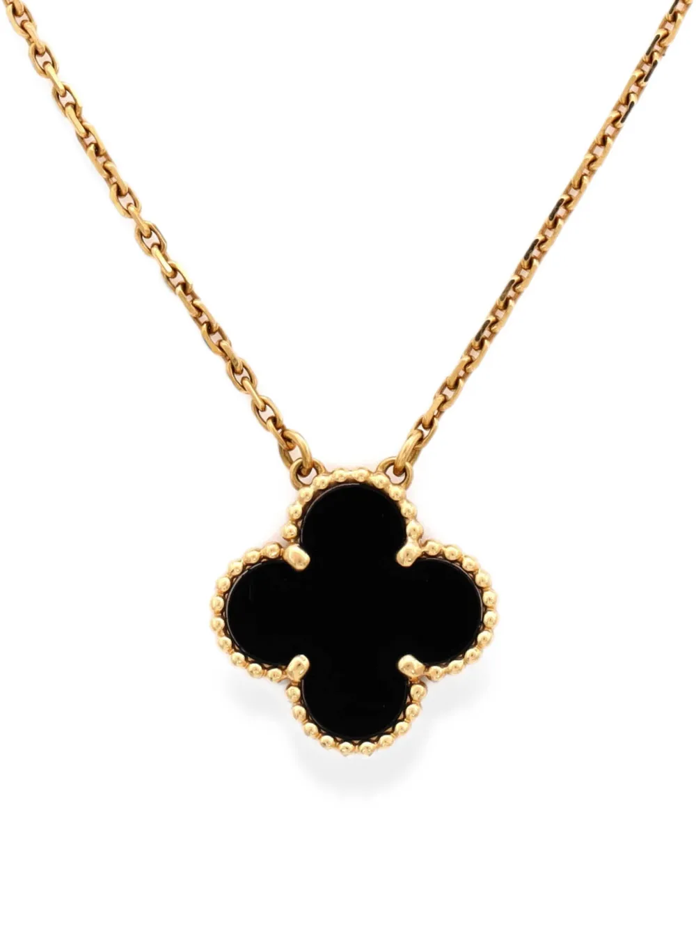 Van Cleef & Arpels Pre-Owned Vintage Alhambra Pendant 18K Yellow Gold and Onyx necklace