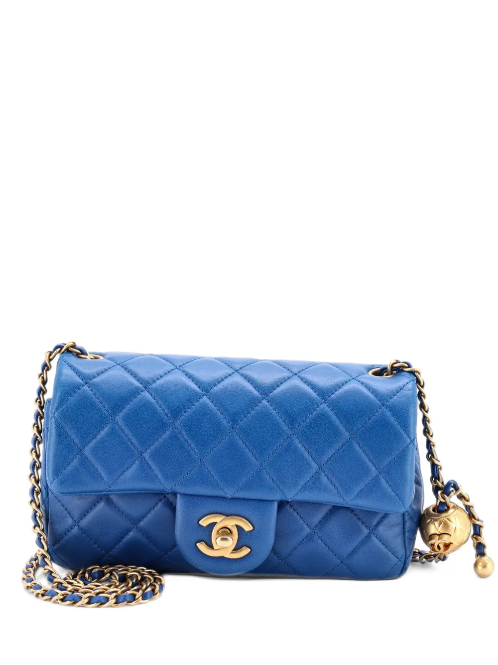 CHANEL Pre-Owned Pearl Crush Flap Bag Quilted Lambskin Mini crossbody bag - Blau