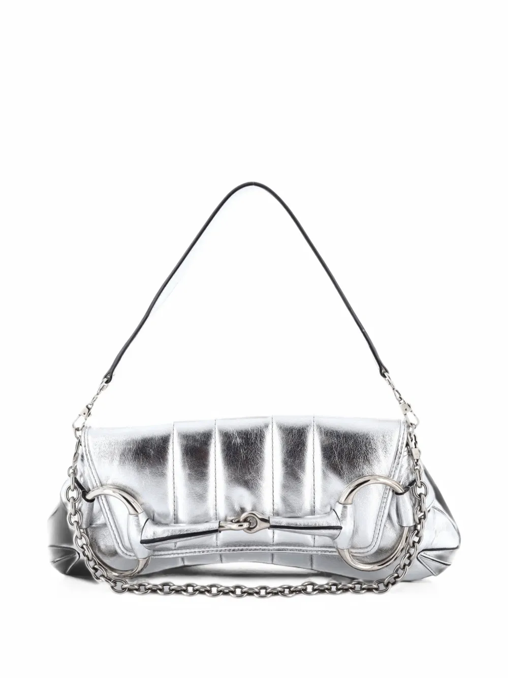 Gucci Pre-Owned Horsebit Chain Vertical Quilted Leather Large shoulder bag - Silber