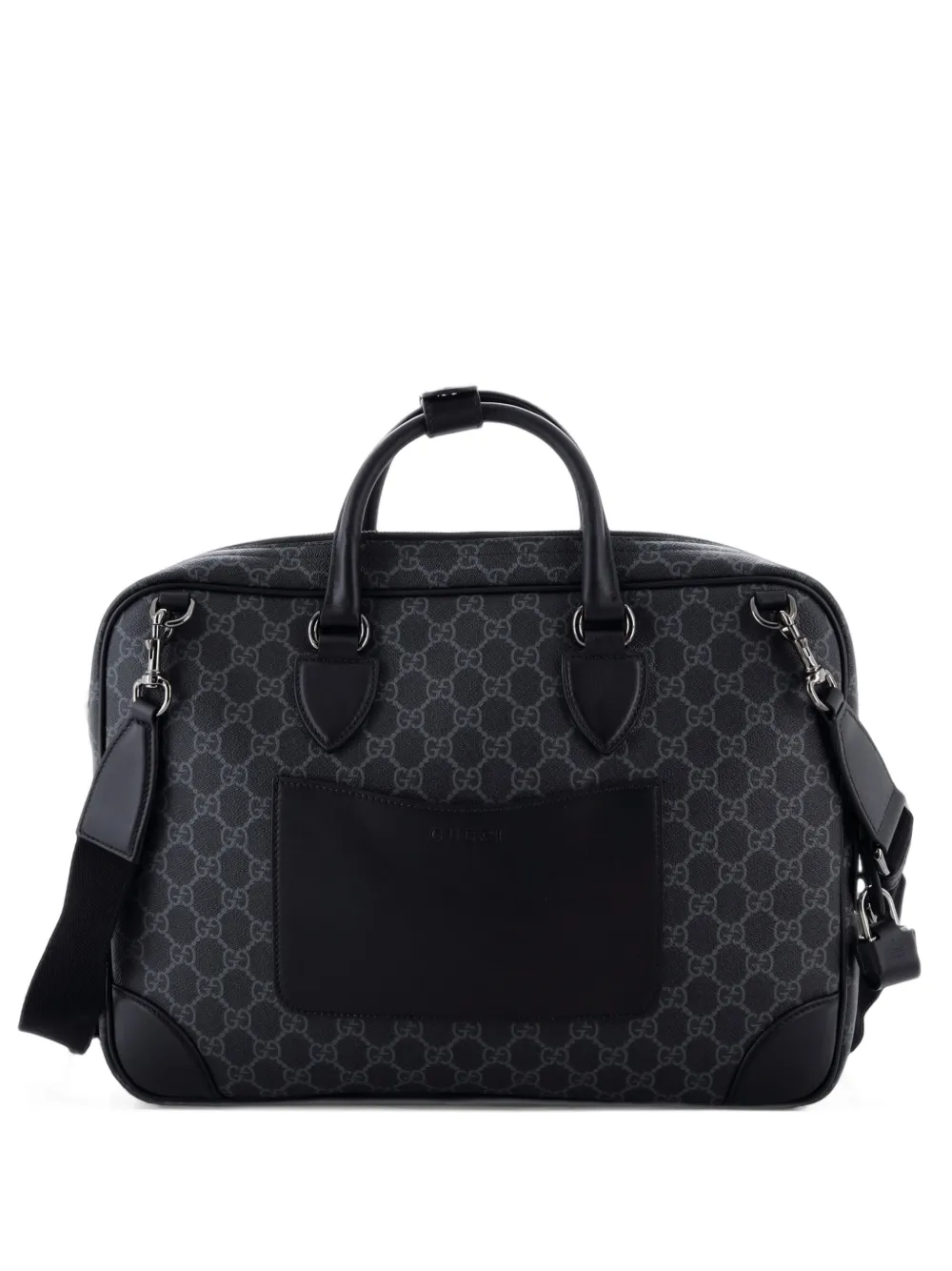 Gucci Pre-Owned Emblem Convertible Zip Around Briefcase GG Coated Canvas Medium business bag - Black