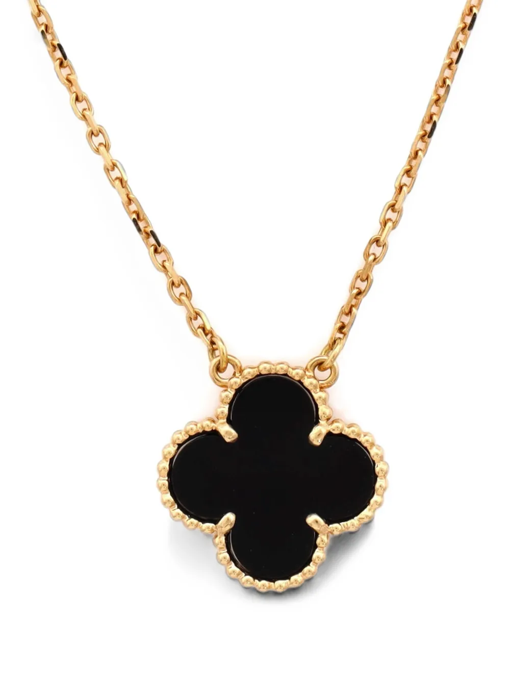 Van Cleef & Arpels Pre-Owned Vintage Alhambra Pendant 18K Yellow Gold and Onyx necklace