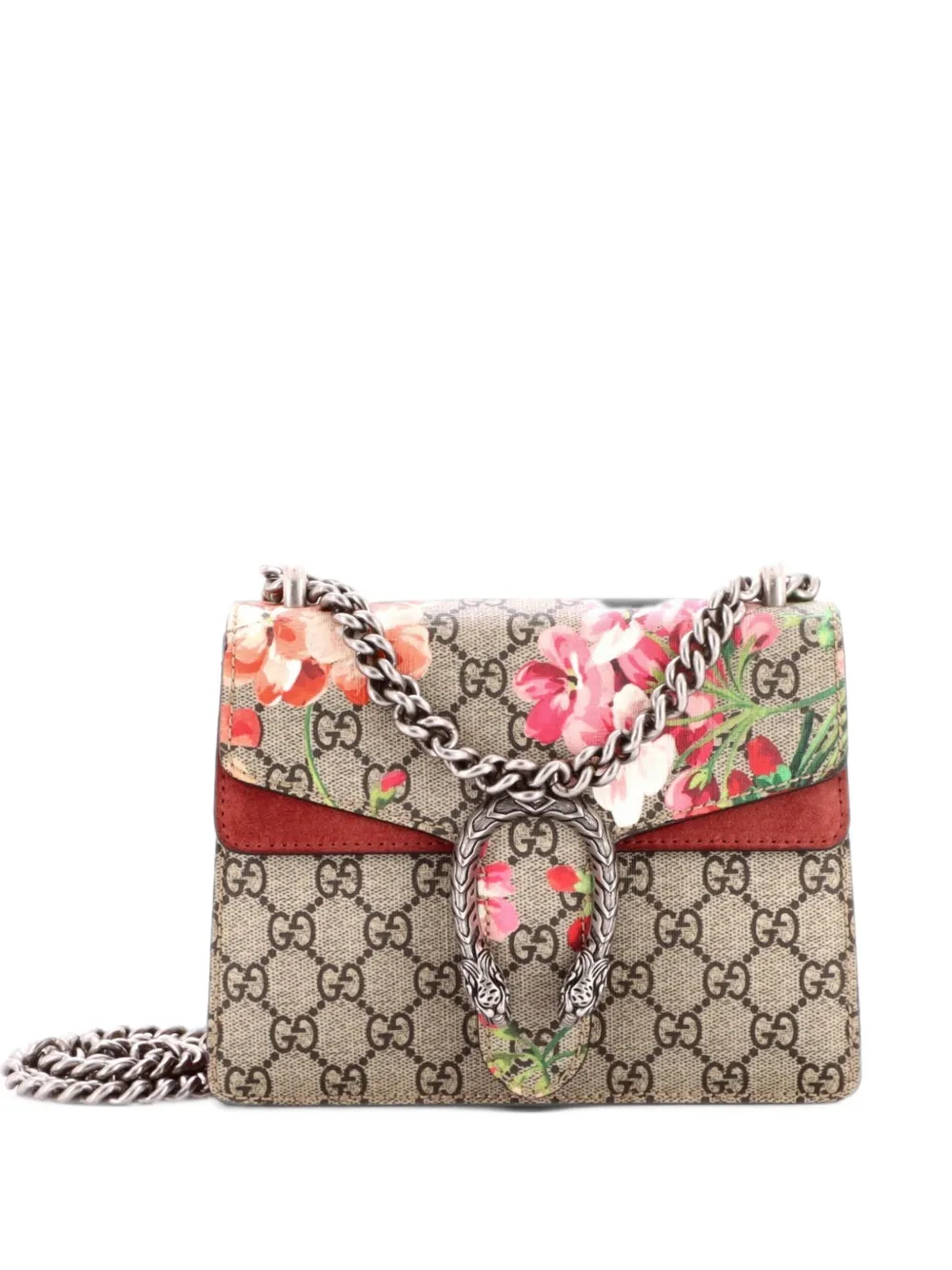 Gucci Pre-Owned Dionysus Bag Blooms Print GG Coated Canvas Mini shoulder bag - Brown