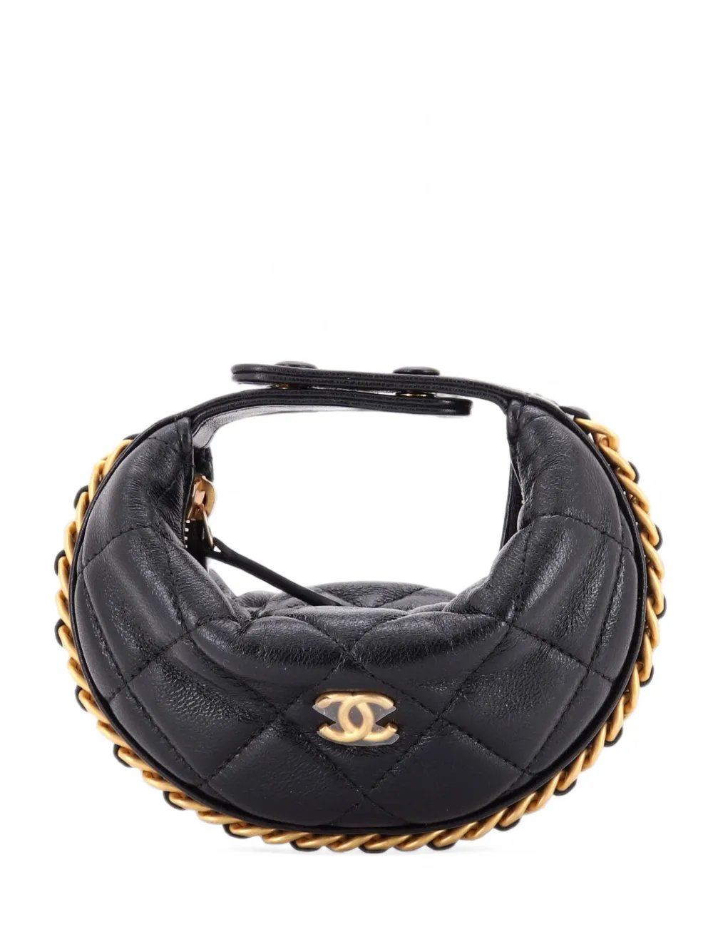 CHANEL Pre-Owned Chain Around Pouch Quilted Lambskin Extra Mini hobo bag - Schwarz