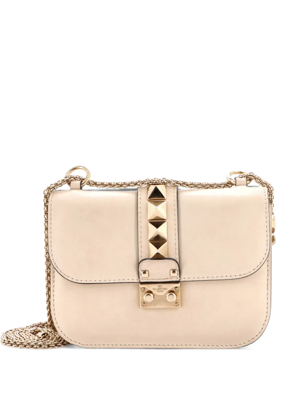Valentino Garavani Pre-Owned Glam Lock Leather Small shoulder bag - Nude