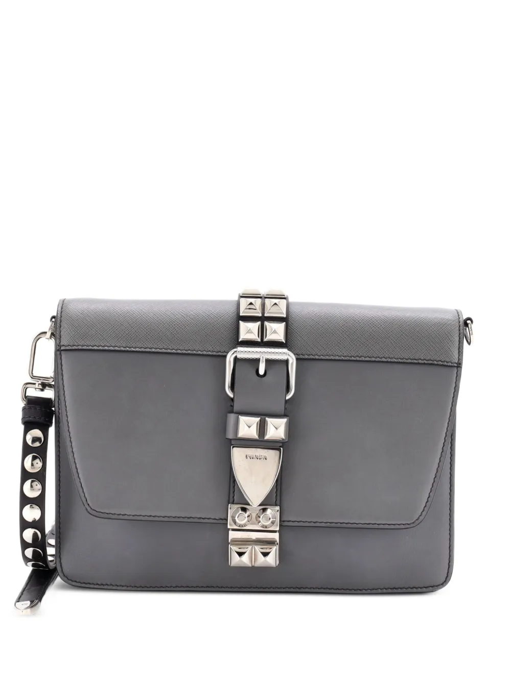 Prada Pre-Owned Elektra Shoulder Bag Studded Leather Small crossbody bag - Grigio