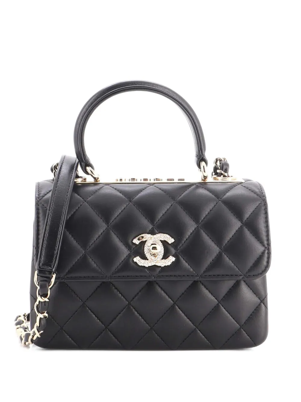 CHANEL Pre-Owned Trendy Crystal CC Top Handle Bag Quilted Lambskin Mini shoulder bag - Schwarz