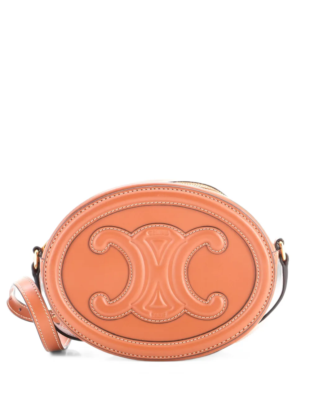 Celine Pre-Owned Triomphe Oval Leather crossbody bag - Braun