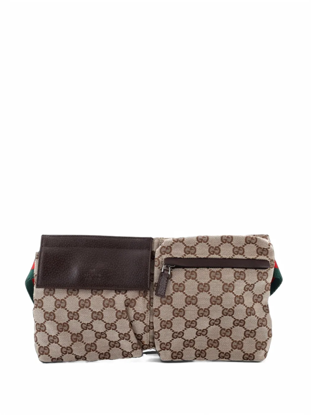 Gucci Pre-Owned Vintage Double GG Canvas with Leather belt bag - Marrone