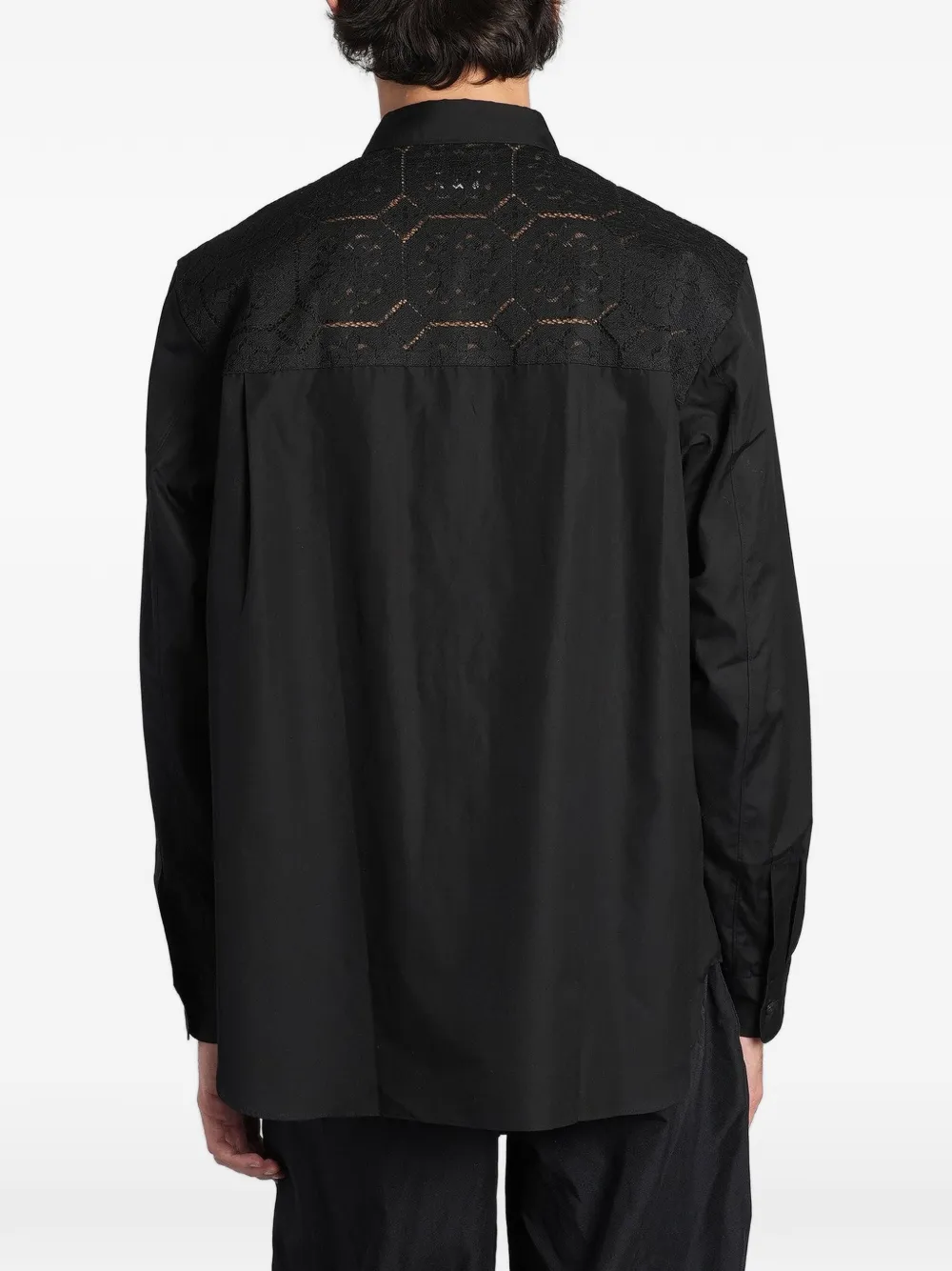 Comme des Garçons Homme Plus lace-panelled shirt Zwart