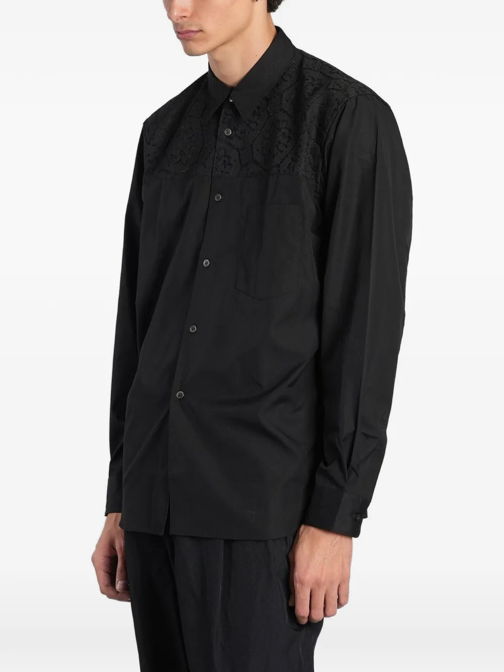 Comme des Garçons Homme Plus lace-panelled shirt Zwart