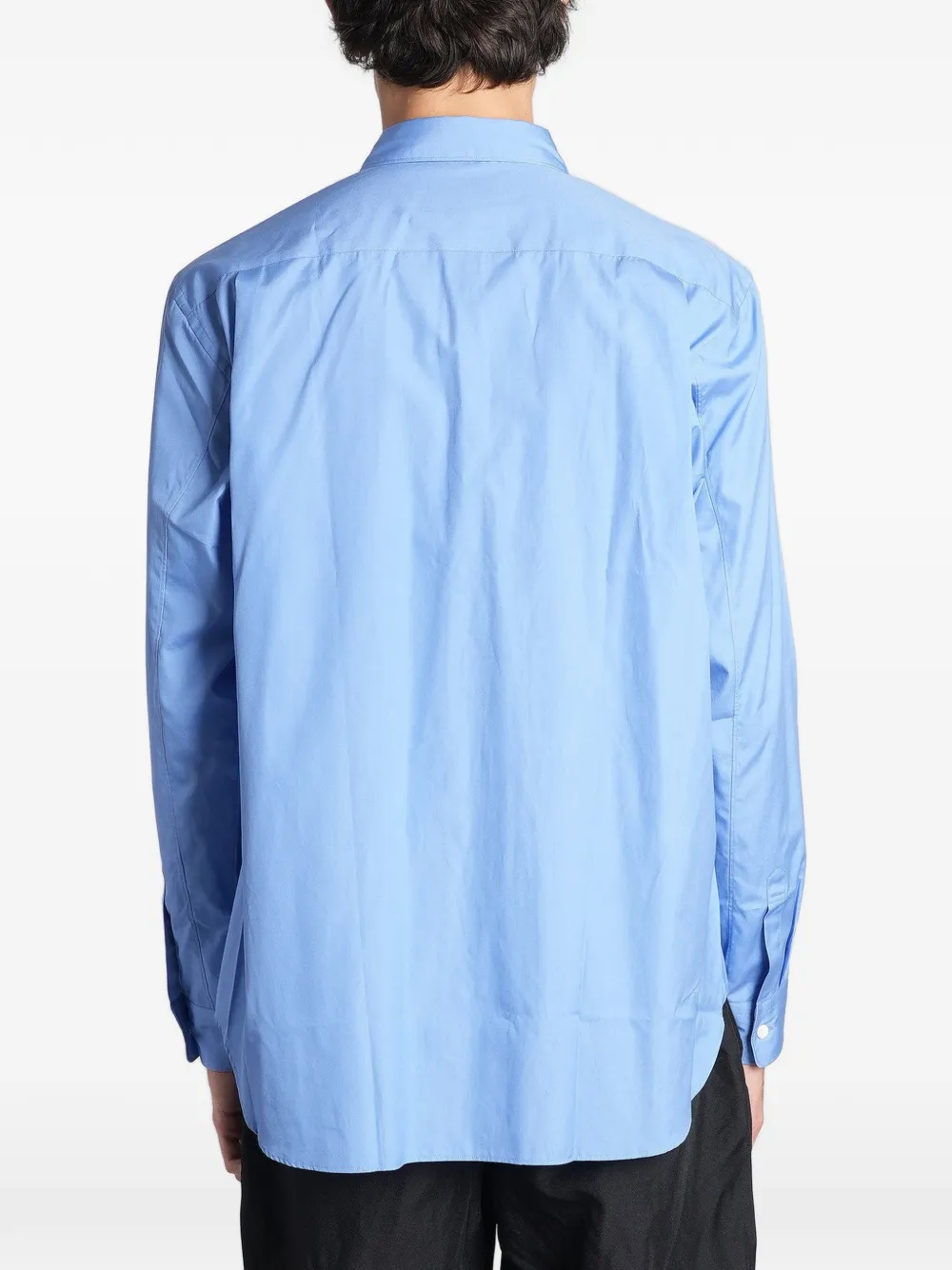 Comme des Garçons Homme Plus lace-panel chest-pocket shirt Blauw