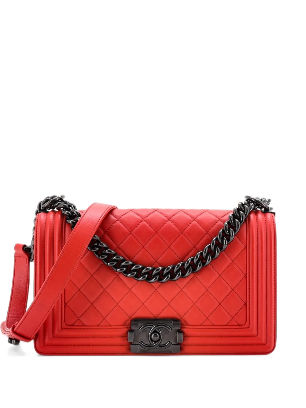CHANEL Pre-Owned Boy Flap Bag Quilted Calfskin Old Medium shoulder bag - Rot