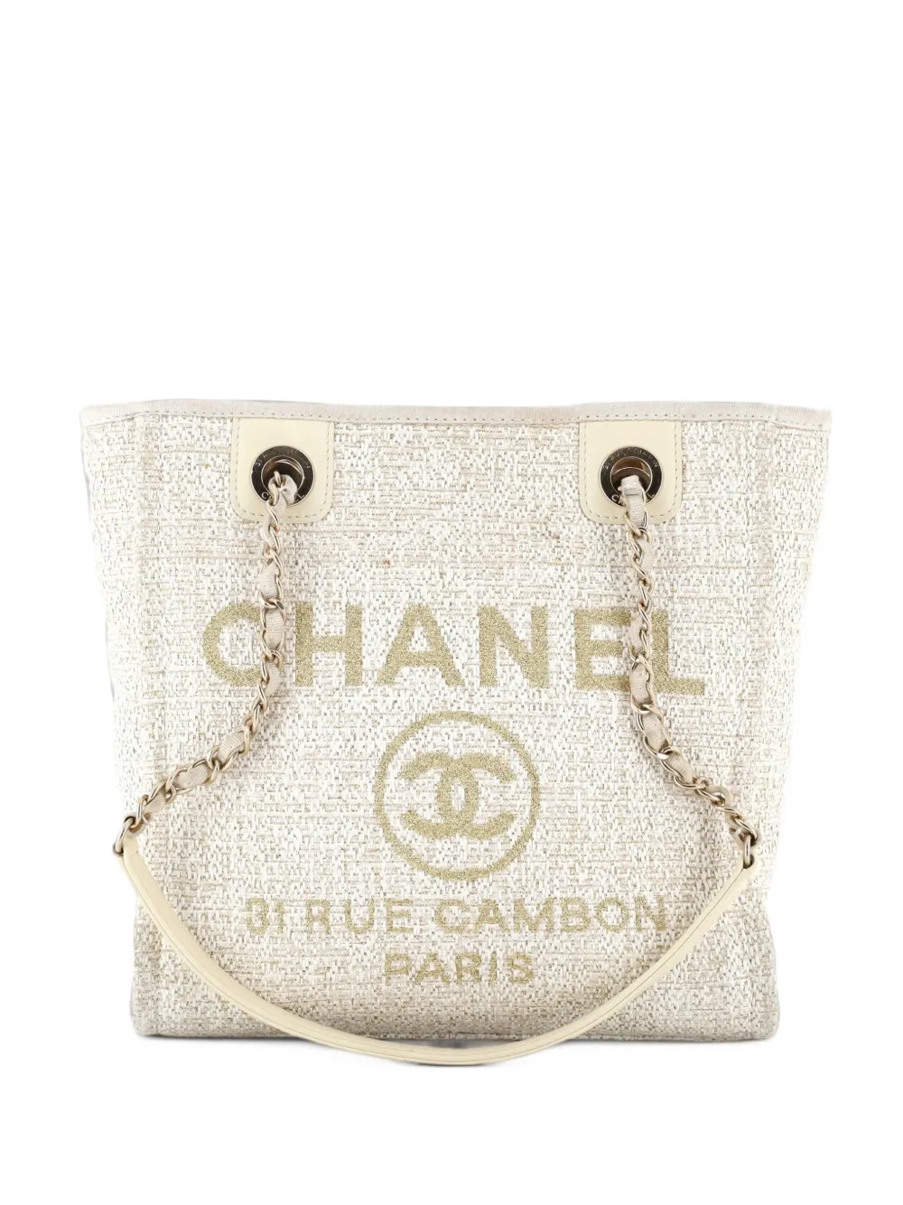 CHANEL Pre-Owned North South Deauville Tote Raffia with Glitter Detail Small shoulder bag - Gold