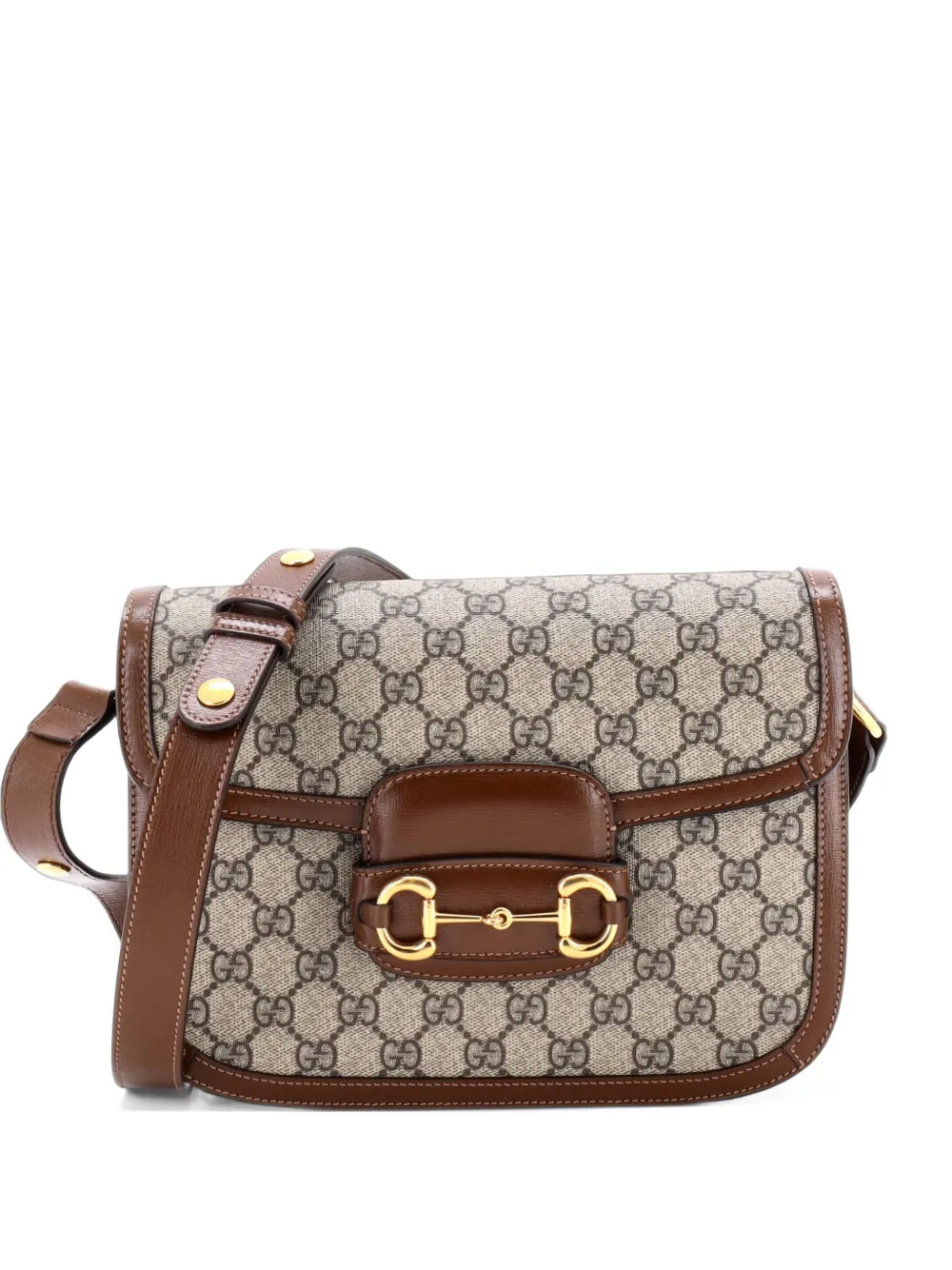 Gucci Pre-Owned Horsebit 1955 Shoulder Bag GG Coated Canvas with Leather Small crossbody bag - Brown