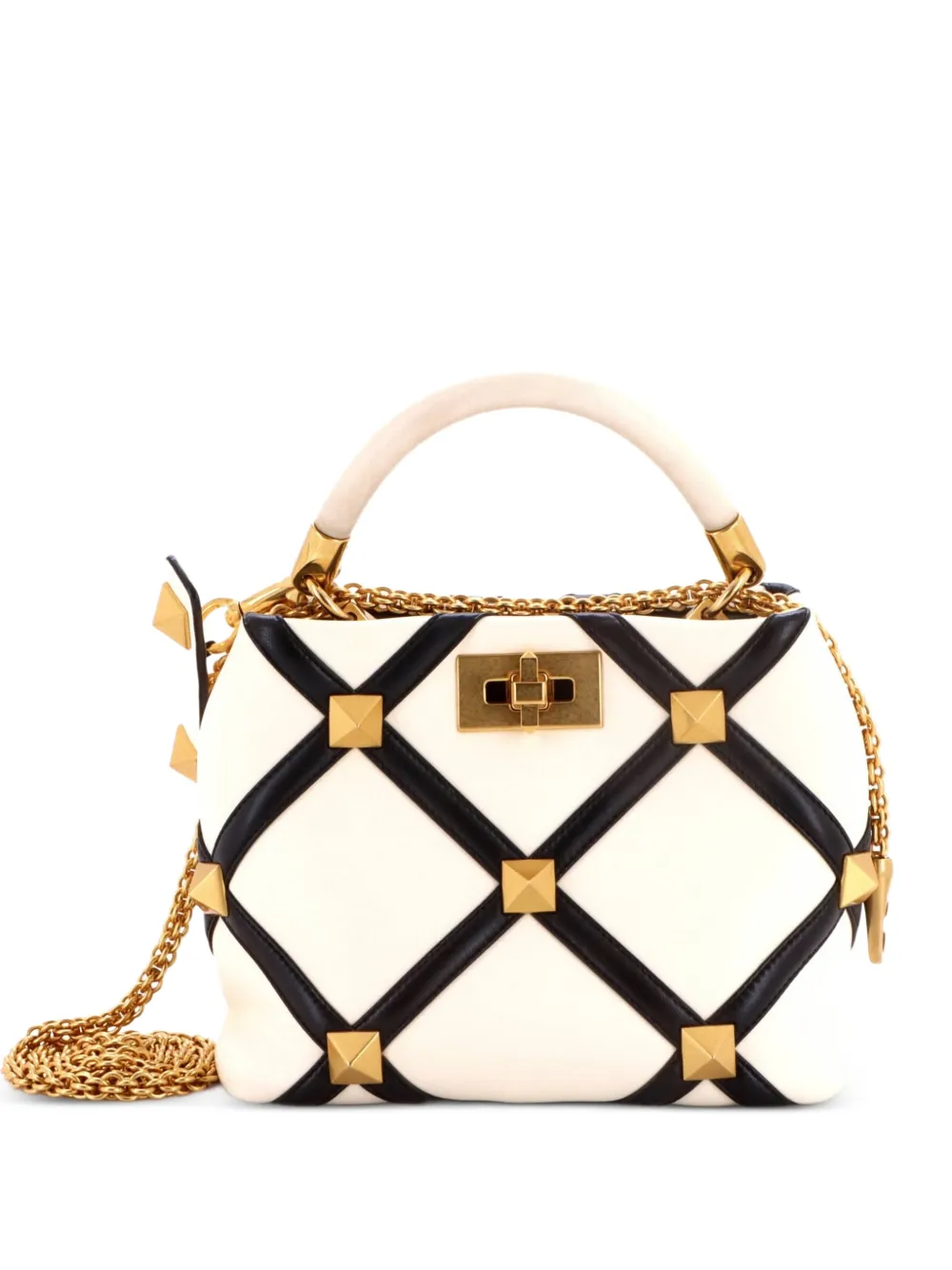 Valentino Garavani Pre-Owned Roman Stud Top Handle Bag Quilted Leather Small satchel - Schwarz