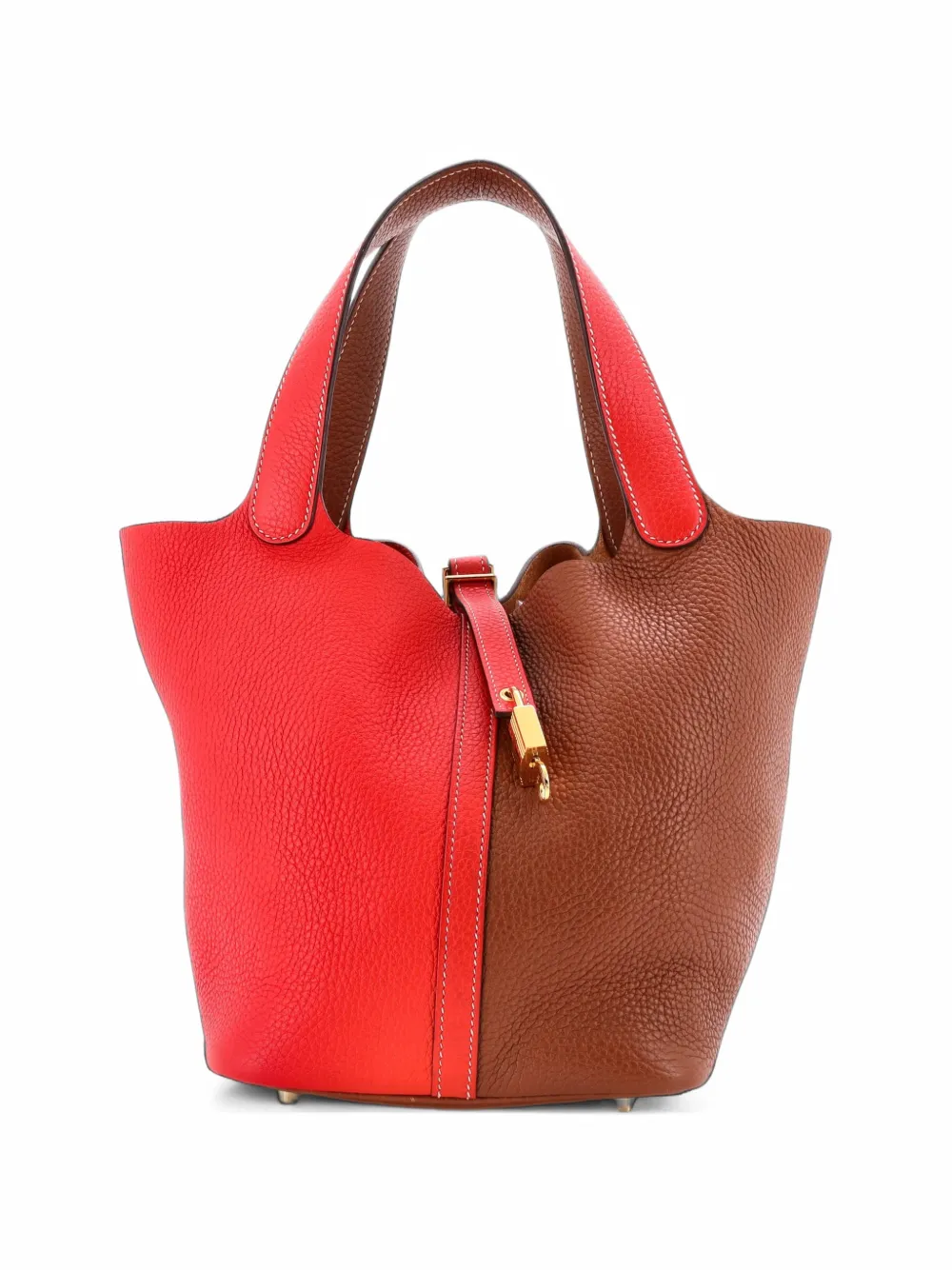Hermès Pre-Owned Picotin Lock Bag Bicolor Clemence MM bucket bag - Brown