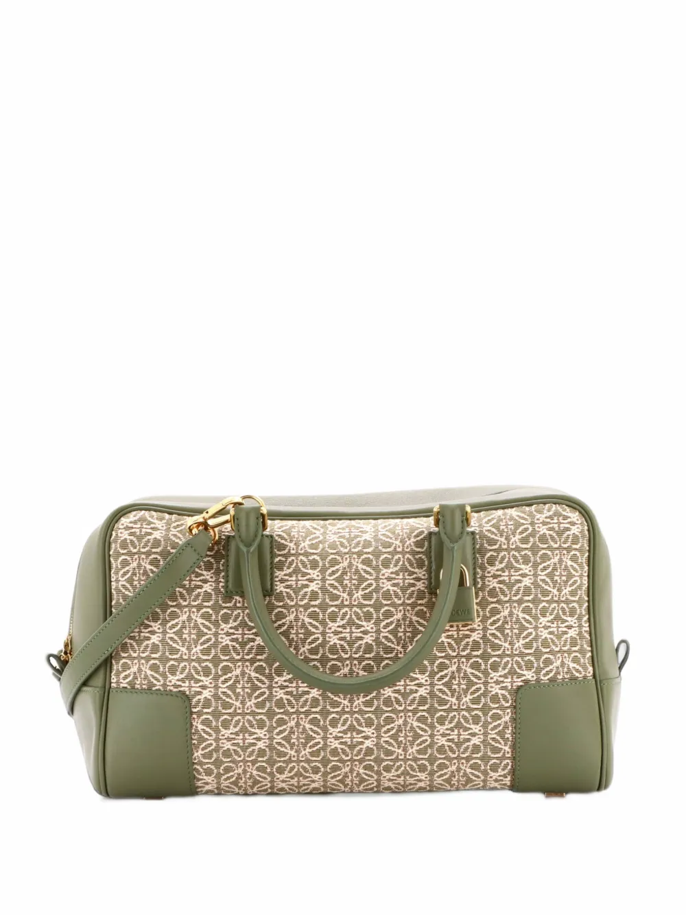Loewe Pre-Owned Amazona Bag Leather and Jacquard Canvas 28 satchel - Grün
