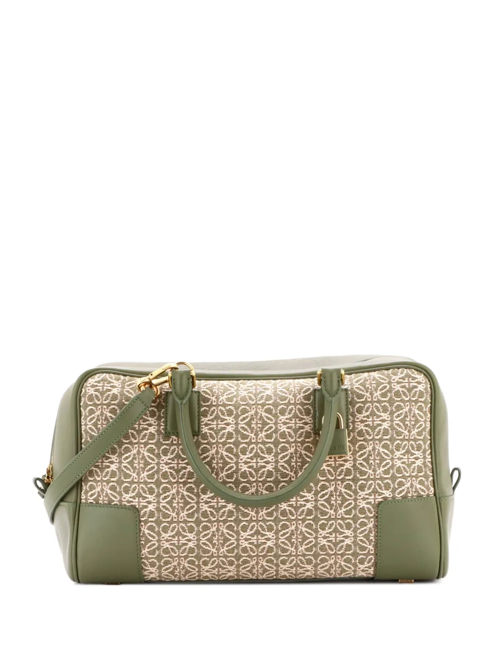 Loewe Pre-Owned Amazona Bag Leather and Jacquard Canvas 28 satchel - Verde