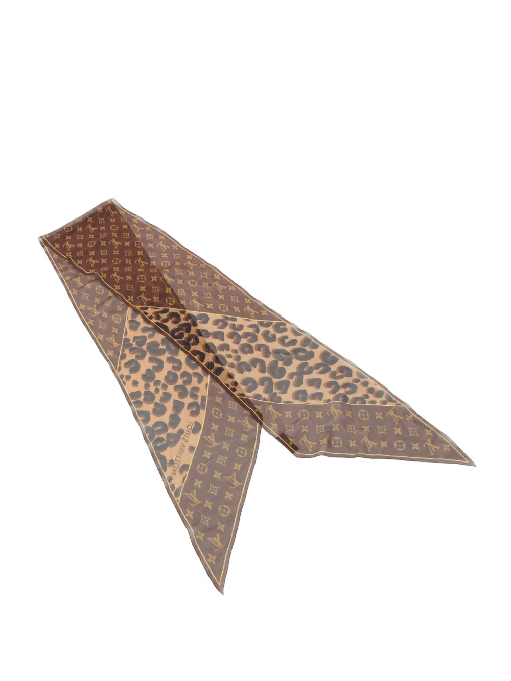 Louis Vuitton Pre-Owned 2000-2010 Monogram Leopard Print Silk Crepe Scarf scarves - Braun