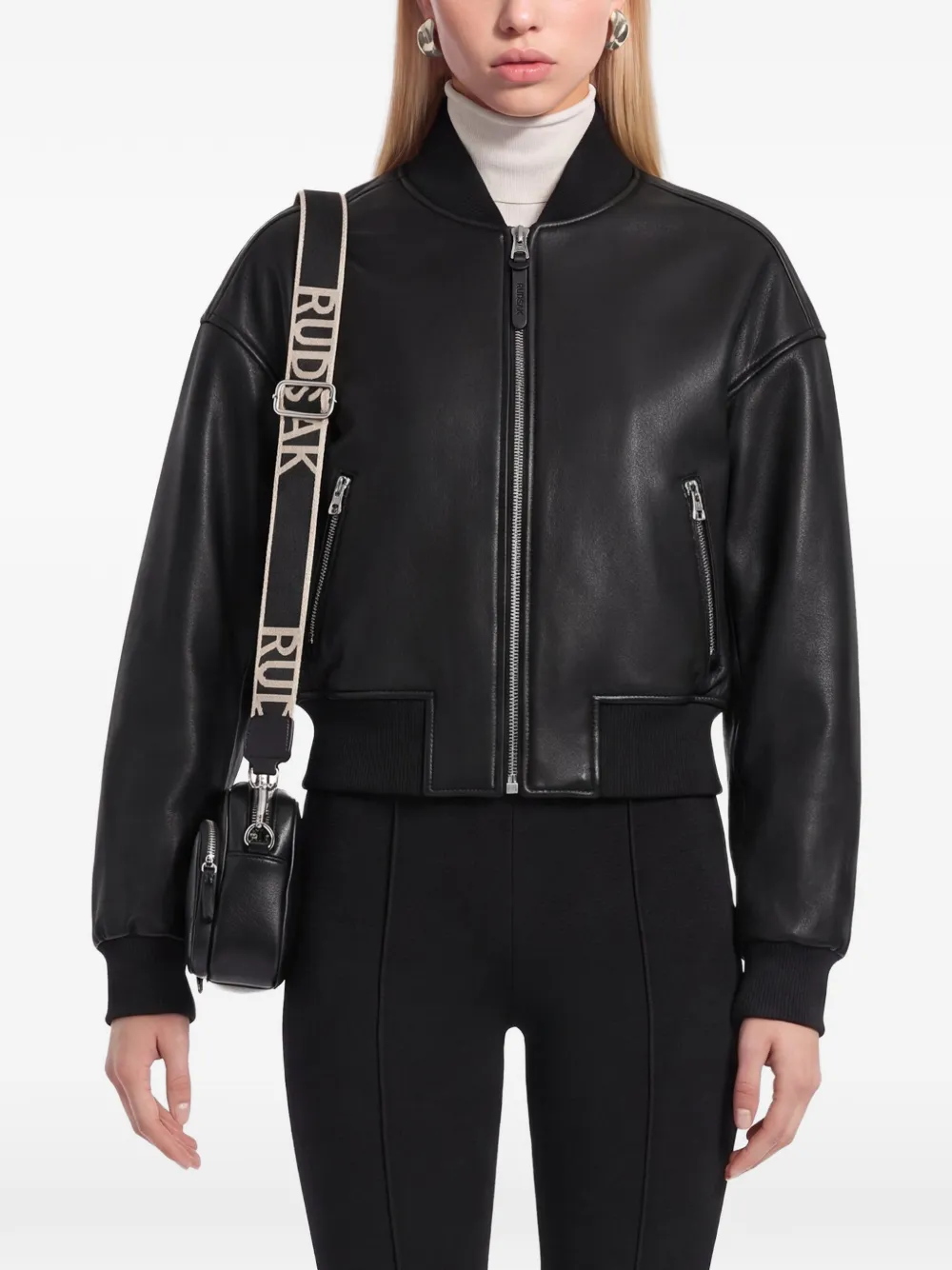 RUDSAK Emerson cropped leather jacket Zwart