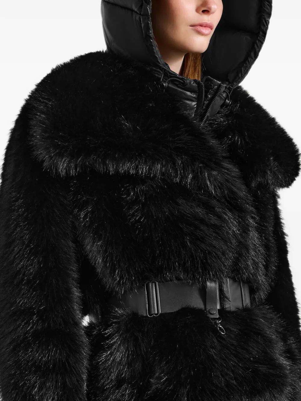 RUDSAK Chloe belted faux-fur coat Zwart