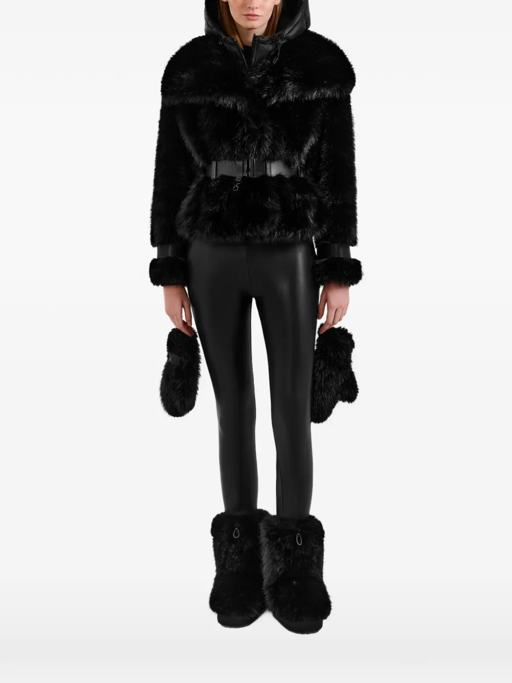 RUDSAK Chloe belted faux-fur coat - Nero