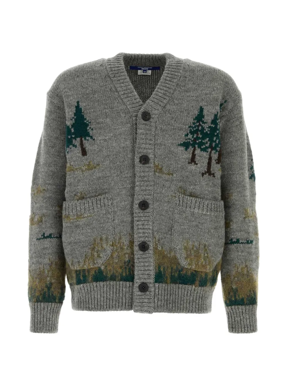 Junya Watanabe intarsia-knit embroidered cardigan - Grey