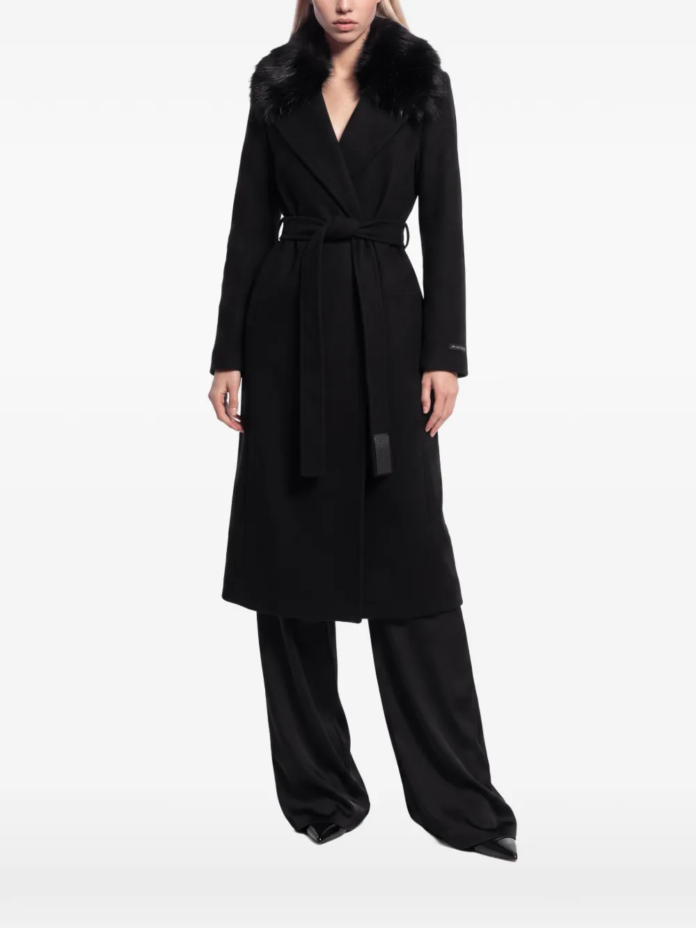 RUDSAK Mel faux-fur-collar wool trench coat - Nero
