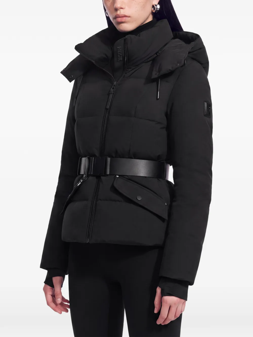 RUDSAK Adeline belted quilted puffer jacket Zwart
