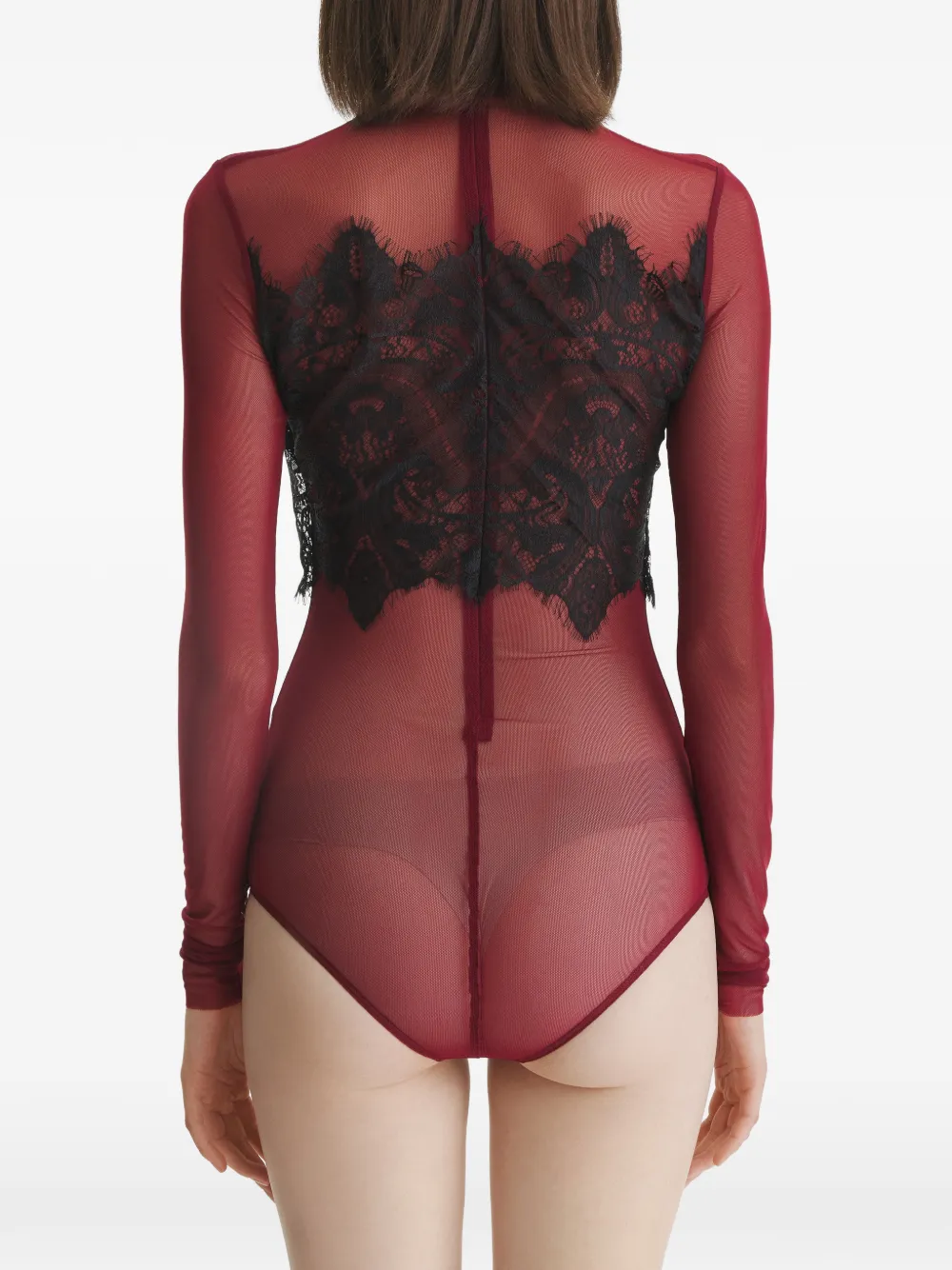 2310 STUDIO lace-panel bodysuit Rood