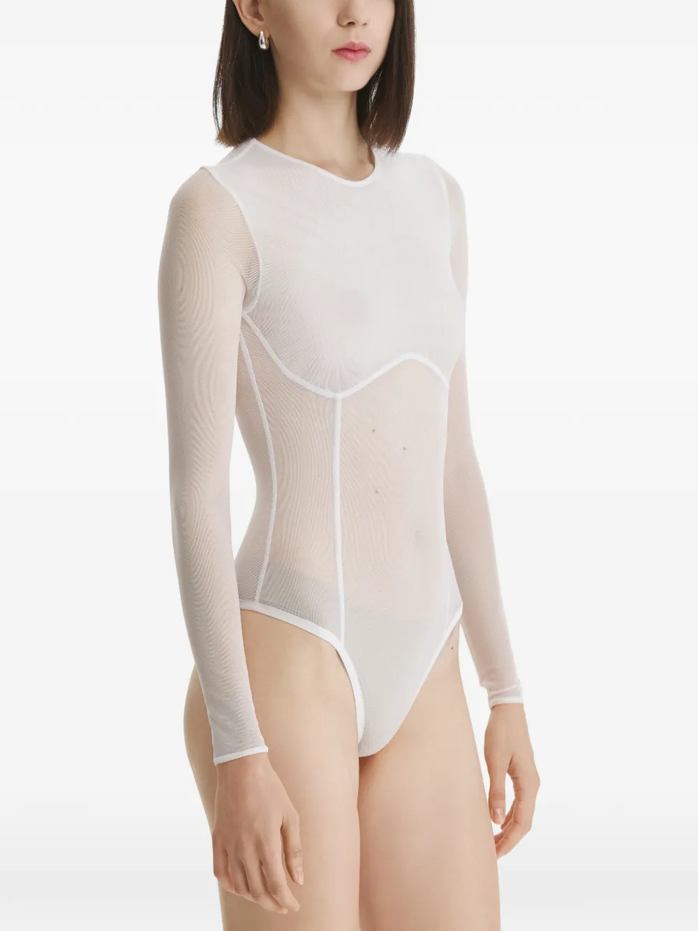 2310 STUDIO sheer panelled bodysuit Wit
