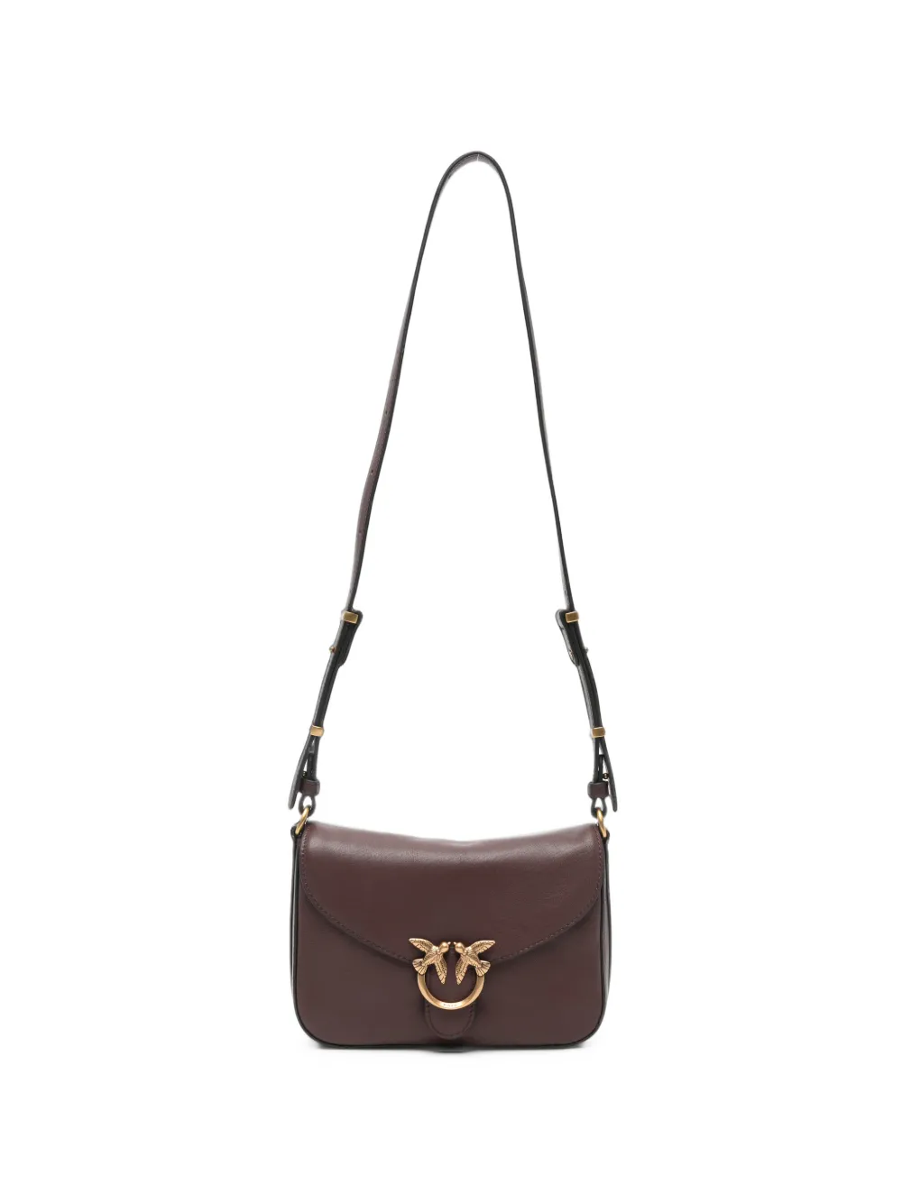 PINKO Love Birds leather shoulder bag Bruin